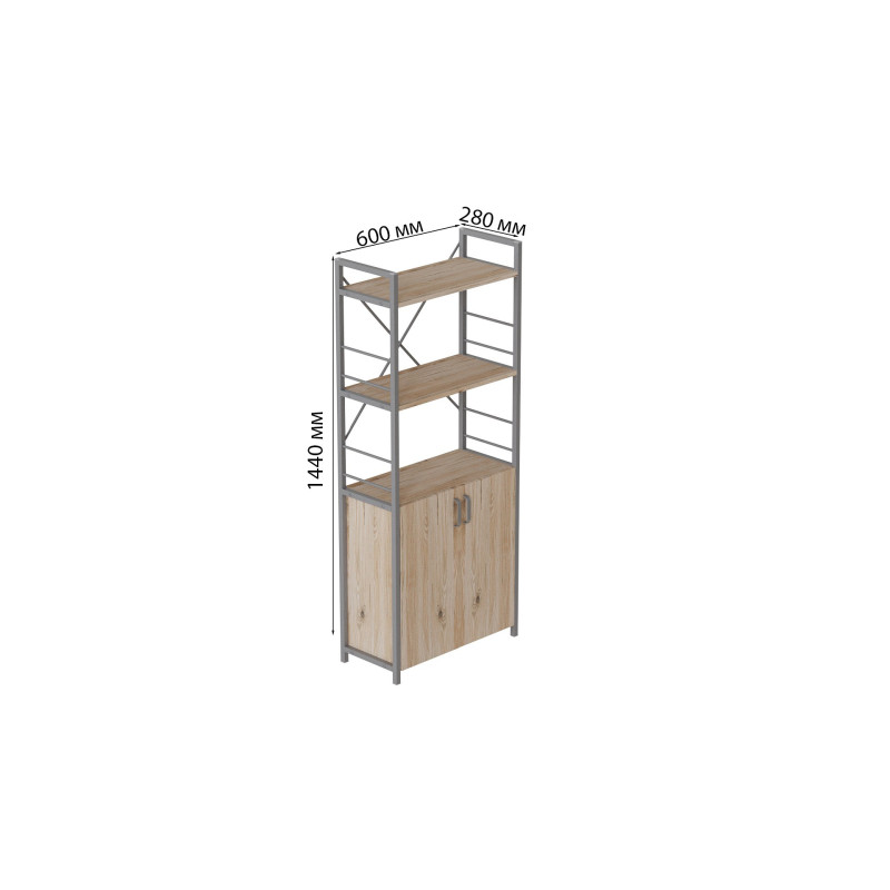 Этажерка 3/60 Ferrum-decor Серии Конект с тумбой 144x60x28 Серый ДСП Сан-Марино (FRD-104457)