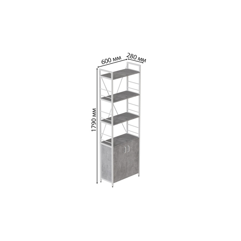 Етажерка 4/60 Ferrum-decor Серії Конект із тумбою 179x60x28 Білий ДСП Бетон (FRD-104497)
