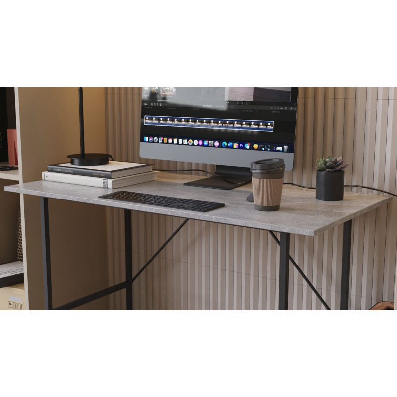 Стол письменный LINE Тайм Ferrum-decor 750x1000x600 Черный металл ДСП Бетон 16 мм (FRD-104877)
