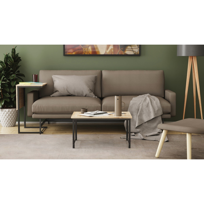 Стіл журнальний приставний Террі Комбо Ferrum-decor 345x662x440 Чорний метал ДСП Сан-Марино 16 мм (FRD-105137)