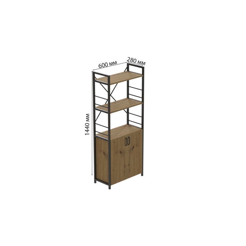 Етажерка 3/60 Ferrum-decor Серії Конект з тумбою 144x60x28 Чорний ДСП Артизан (FRD-104447)