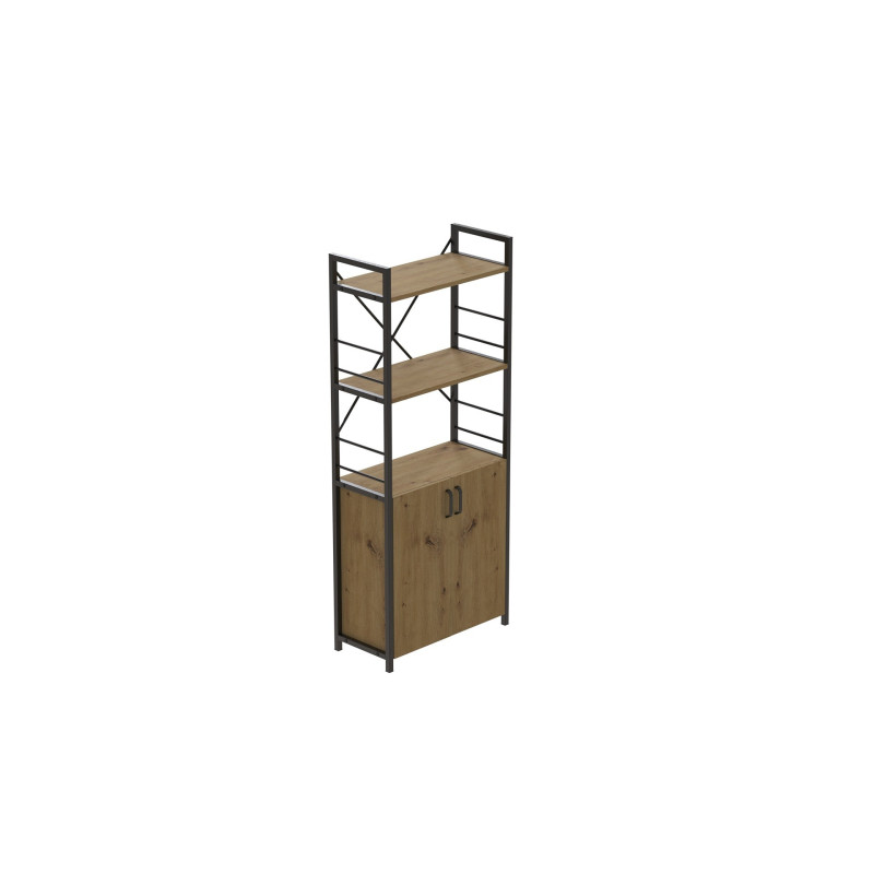 Етажерка 3/60 Ferrum-decor Серії Конект з тумбою 144x60x28 Чорний ДСП Артизан (FRD-104447)