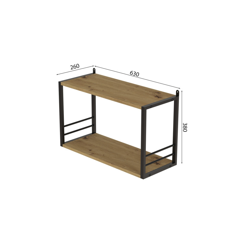 Книжкова полиця універсальна Ferrum-decor Стім 1 38x63x26 чорний ДСП Дуб Артизан 16мм (FRD-104087)
