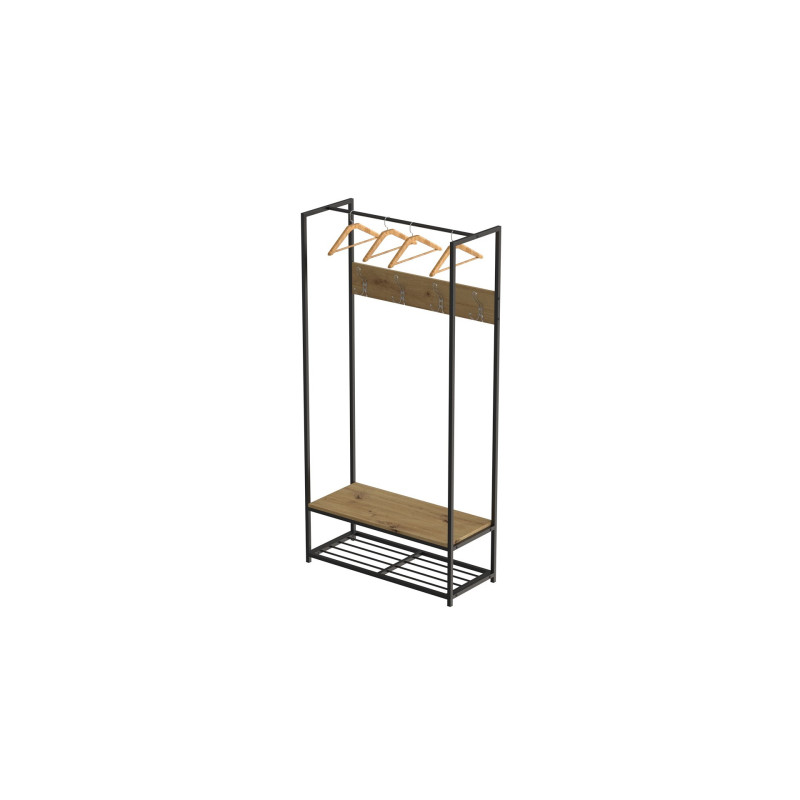 Вешалка напольная модульная Ferrum-decor Трелис 13 180x90x38 черный ДСП Дуб Артизан 16мм (FRD-104327)
