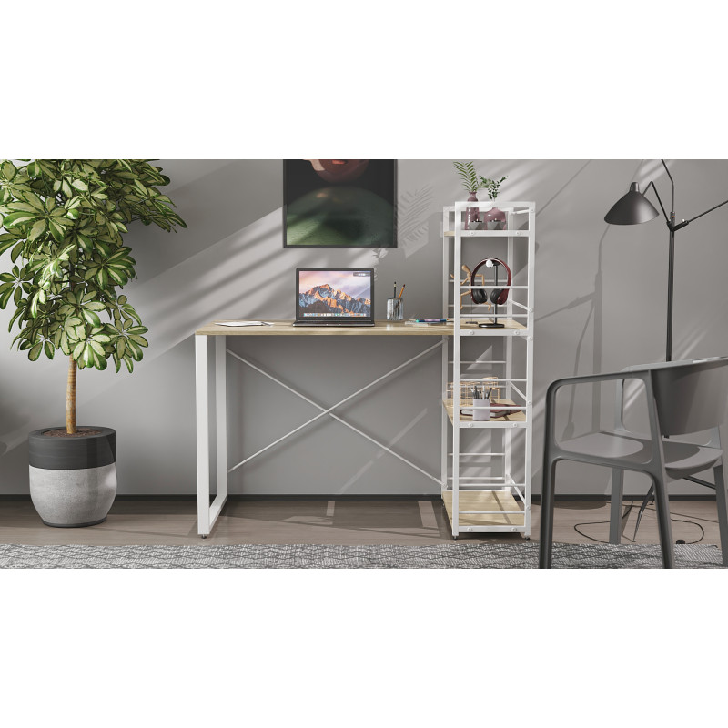 Письмовий стіл Ferrum-decor Серії Конект з етажеркою 75x120x600 білий ДСП Дуб Сонома 16мм (FRD-104227)