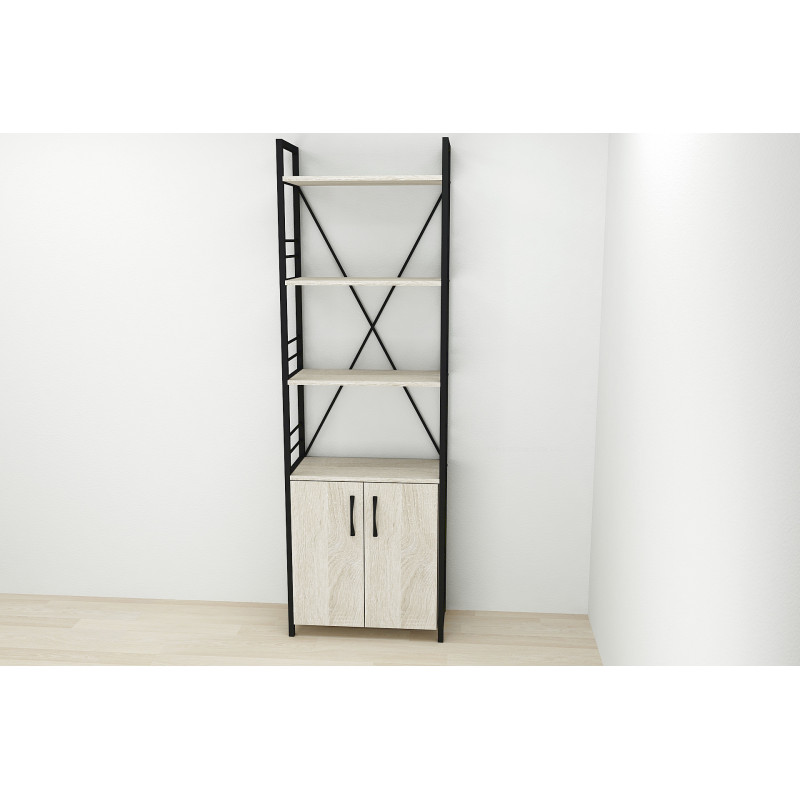 Етажерка 4/60 Ferrum-decor Серії Конект із тумбою 179x60x28 Чорний ДСП Сонома (FRD-104487)