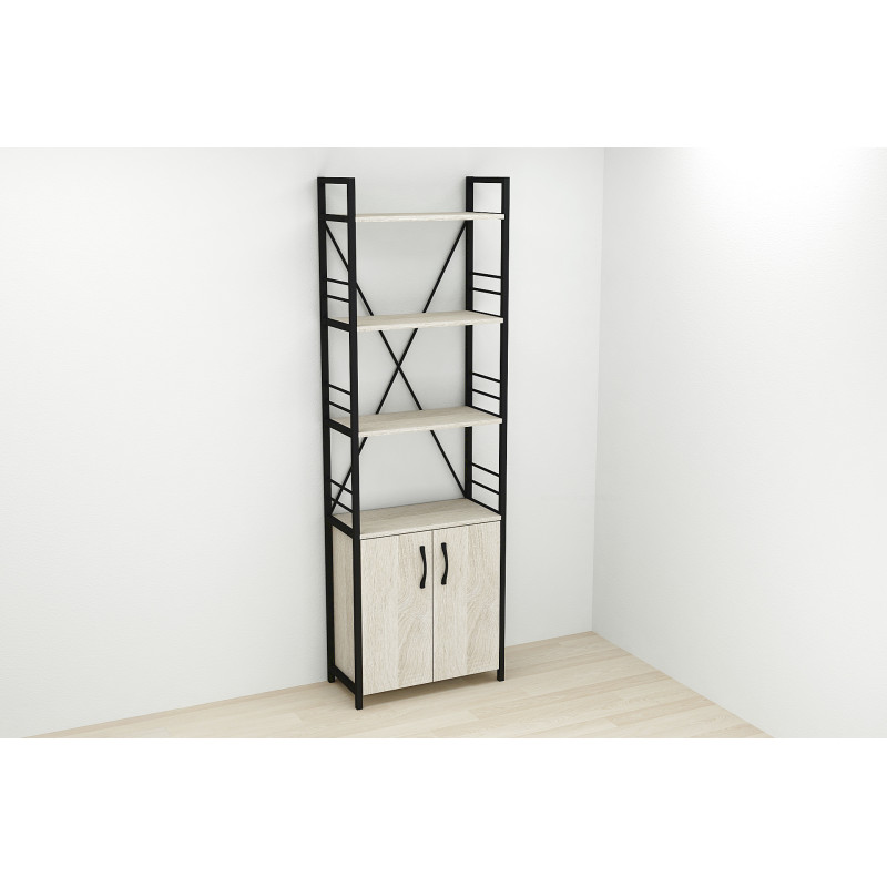 Етажерка 4/60 Ferrum-decor Серії Конект із тумбою 179x60x28 Чорний ДСП Сонома (FRD-104487)