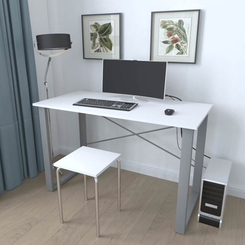 Письмовий стіл Ferrum-decor Драйв 750x1000x700 Сірий метал ДСП Біле 16 мм (FRD-103157)