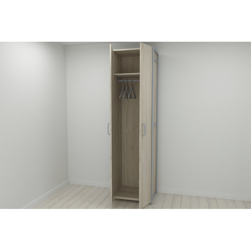 Шафа Гардероб Уні секція 6 серії Конект Ferrum-decor 220x60x50см Сірий метал ДСП Дуб Сонома 16 мм (FRD-104577)