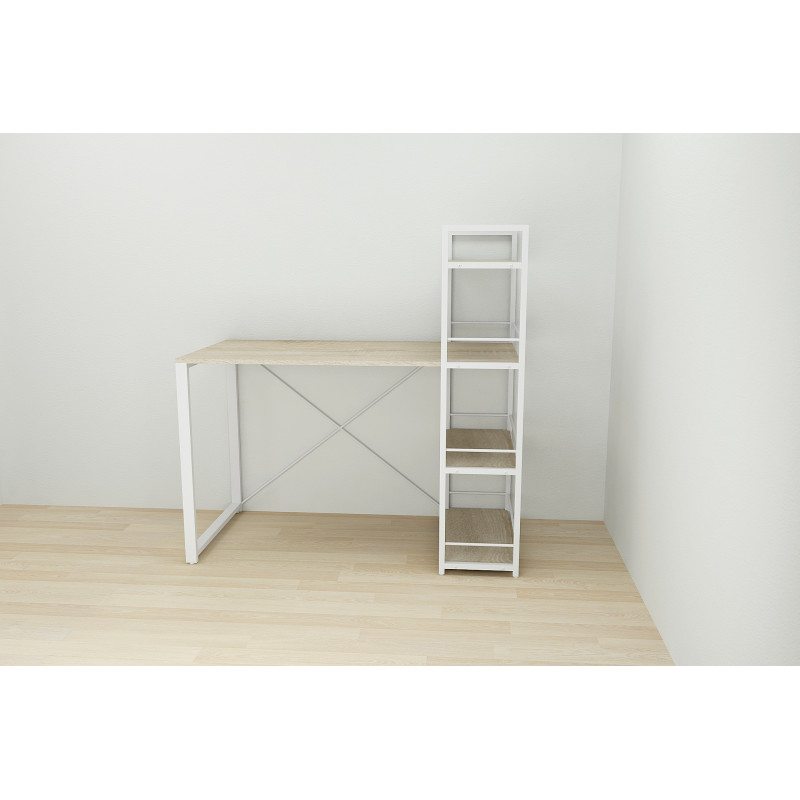 Письмовий стіл Ferrum-decor Серії Конект з етажеркою 75x120x600 білий ДСП Дуб Сонома 16мм (FRD-104227)