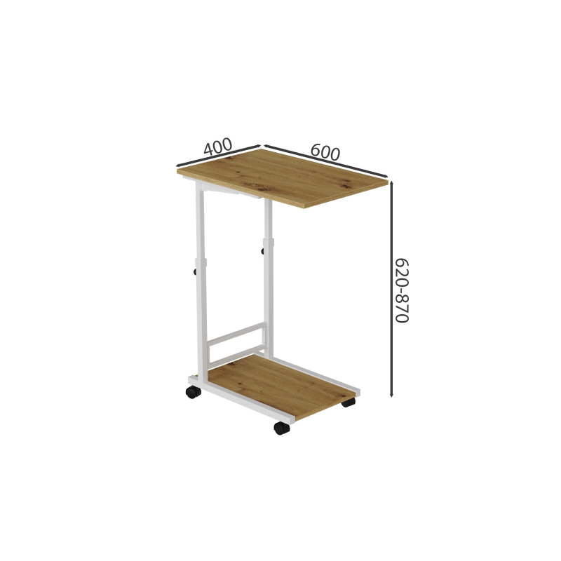 Стол приставной Ferrum-decor Френу 62x40x60 металл Белый ДСП Дуб Артизан 16мм (FRD-102517)