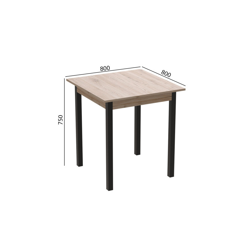 Стіл кухонний Ferrum-decor Дієго 75x80x80 Чорний ДСП Сан-Марино 16мм (FRD-105655)