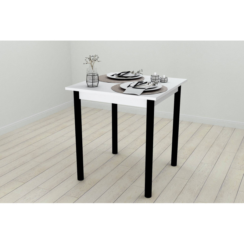 Стіл кухонний Ferrum-decor Агата 75x70x70 Чорний ДСП Біле 16мм (FRD-106245)