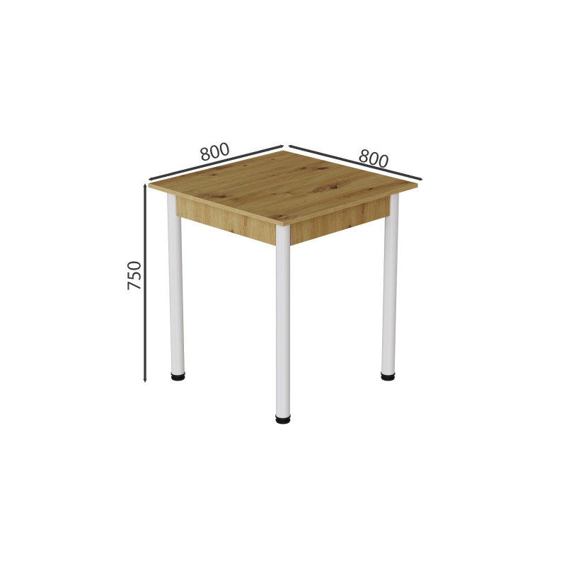 Стол кухонный Ferrum-decor Агата 75x80x80 Белый ДСП Дуб Артизан 16мм (FRD-105675)