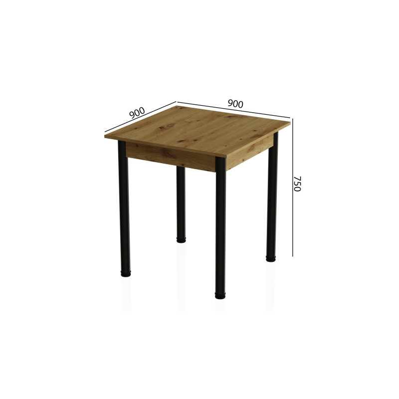 Стіл кухонний Ferrum-decor Агата 75x90x90 Чорний ДСП Дуб Артизан 16мм (FRD-105685)