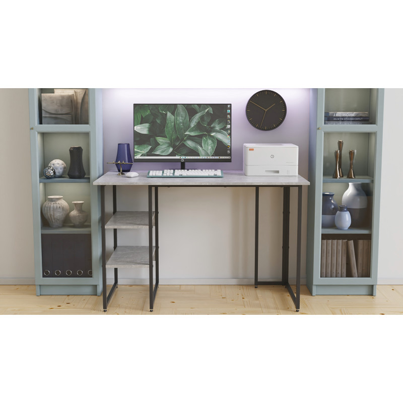Стіл письмовий Кевін Ferrum-decor 75x140x60 Чорний метал ДСП Бетон 16 мм (FRD-106555)