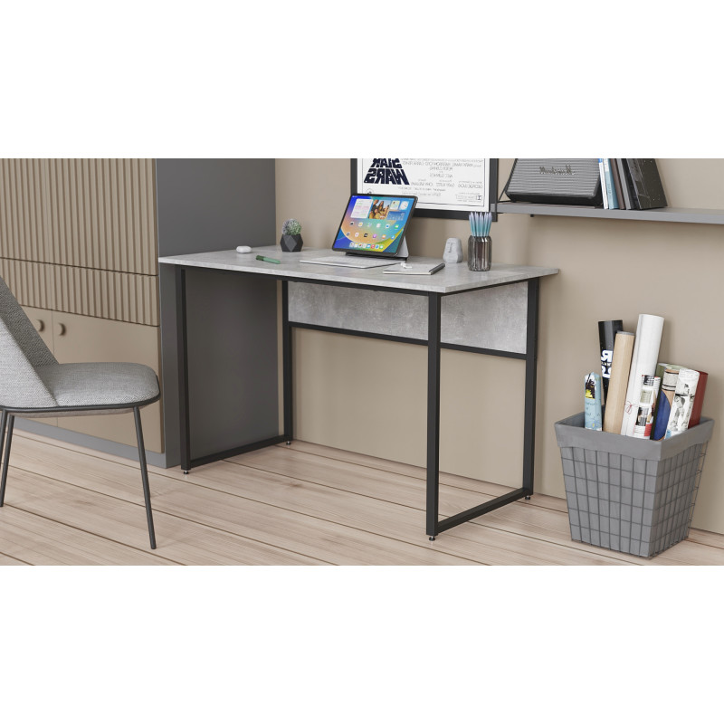 Стіл письмовий Коді Ferrum-decor 75x120x60 Чорний метал ДСП Бетон 16 мм (FRD-106585)