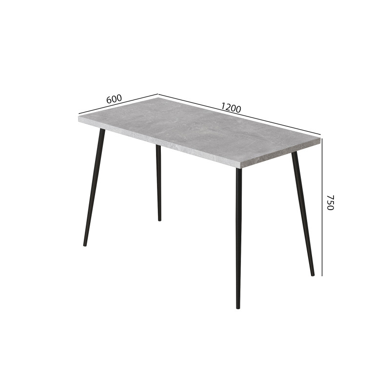 Стол кухонный Марсель 30 Ferrum-decor 75x120x60 Черный металл ДСП Бетон 32 мм (FRD-106735)