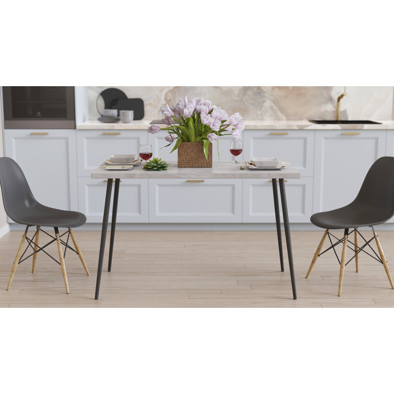 Стол кухонный Марсель 30 Ferrum-decor 75x120x60 Черный металл ДСП Бетон 32 мм (FRD-106735)