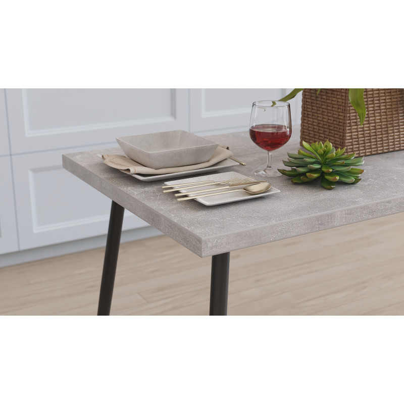 Стол кухонный Марсель 30 Ferrum-decor 75x120x60 Черный металл ДСП Бетон 32 мм (FRD-106735)