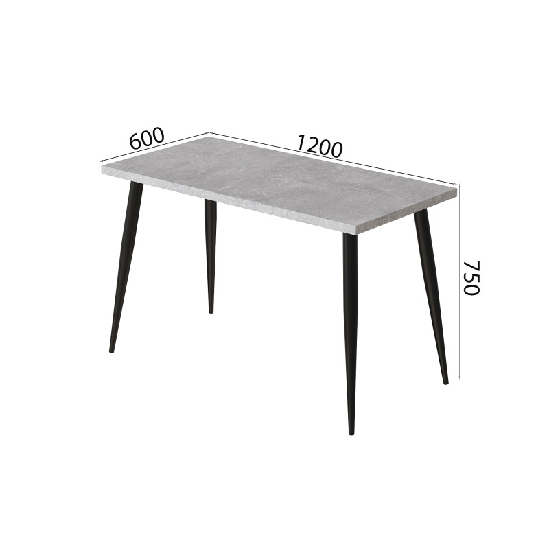 Стол кухонный Марсель 50 Ferrum-decor 75x120x60 Черный металл ДСП Бетон 32 мм (FRD-106695)