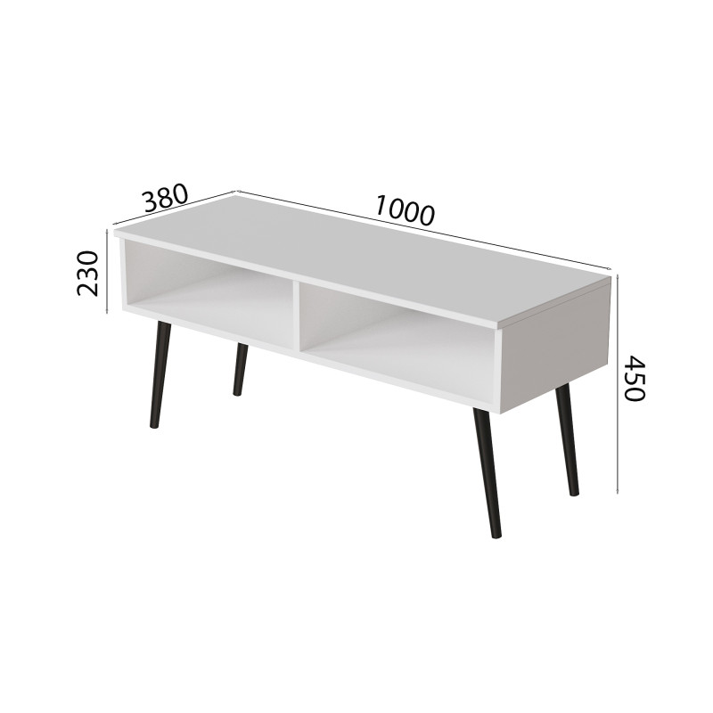 Тумба під ТВ Невада Ferrum-decor 45x100x38 Чорний метал ДСП Білий 16 мм (FRD-106725)