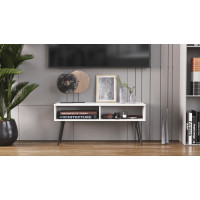 Тумба под ТВ Невада Ferrum-decor 45x100x38 Черный металл ДСП Белый 16 мм (FRD-106725)