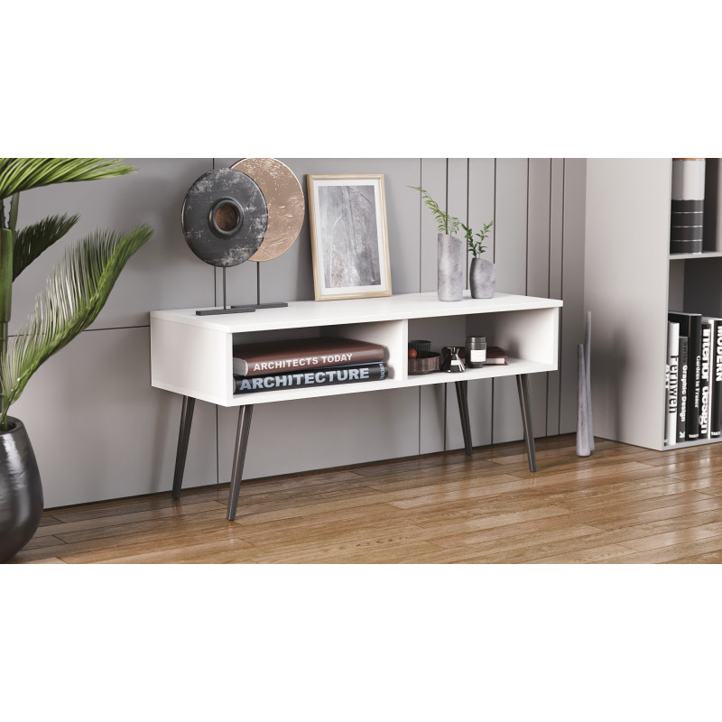 Тумба під ТВ Невада Ferrum-decor 45x100x38 Чорний метал ДСП Білий 16 мм (FRD-106725)