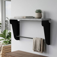 Полка настенная Ferrum-decor Свит 300x700x150 металл Черный ДСП Бетон 16 мм (FRD-102827)