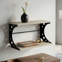Полка настенная Ferrum-decor Букин 330x700x240 металл Черный ДСП Сонома 16 мм (FRD-102887)