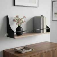 Полка настенная Ferrum-decor Изи 260x600x150 металл Черный ДСП Дуб Сан-Марино 16 мм (FRD-102927)