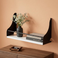 Полка настенная Ferrum-decor Изи 260x700x150 металл Черный ДСП Белое 16 мм (FRD-102947)