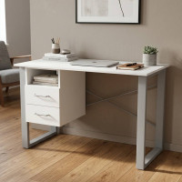 Письмовий стіл із ящиками Ferrum-decor Оскар 750x1200x600 метал Сірий ДСП Біле 16 мм (FRD-103227)