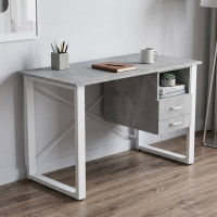 Письменный стол с ящиками Ferrum-decor Оскар 750x1400x600 металл Белый ДСП Бетон 16 мм (FRD-103247)