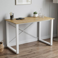 Письмовий стіл Ferrum-decor Драйв 750x1400x600 Білий метал ДСП Дуб Артизан 32 мм (FRD-103357)