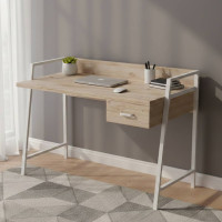 Письмовий стіл Ferrum-decor Комфорт 750x1000x600 Білий метал ДСП Дуб Сан-Марино 32 мм (FRD-103437)