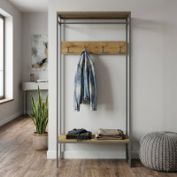 Вішалка модульна підлогова Ferrum-decor Треліс 14 180x90x38 сірий ДСП Дуб Артизан 16мм (FRD-104357)