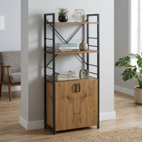 Етажерка 3/60 Ferrum-decor Серії Конект з тумбою 144x60x28 Чорний ДСП Артизан (FRD-104447)