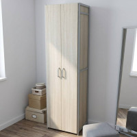 Шкаф Гардероб Уни секция 6 серии Конект Ferrum-decor 220x60x50см Серый металл ДСП Дуб Сонома 16 мм (FRD-104577)