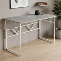 Стіл письмовий Раян Ferrum-decor 750x1400x700 Білий метал ДСП Бетон 32 мм (FRD-106505)