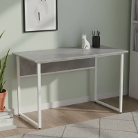 Стол письменный Коди Ferrum-decor 75x140x60 Белый металл ДСП Бетон 32 мм (FRD-106595)