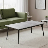 Стіл трансформер журнальний Dandi Small Ferrum-decor 45x120 160)x60 Чорний метал ДСП Бетон 16 мм (FRD-106785)