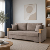 Ортопедический раскладной диван Мекко Reston 2250×960 Bonel Standart Hard Plus II категория Allure Premium Beige (MEK-161172)