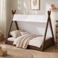 Дитяче ліжко з балдахіном LION Інді 90х190 см Горіх франклін тютюновий (LION-045717)