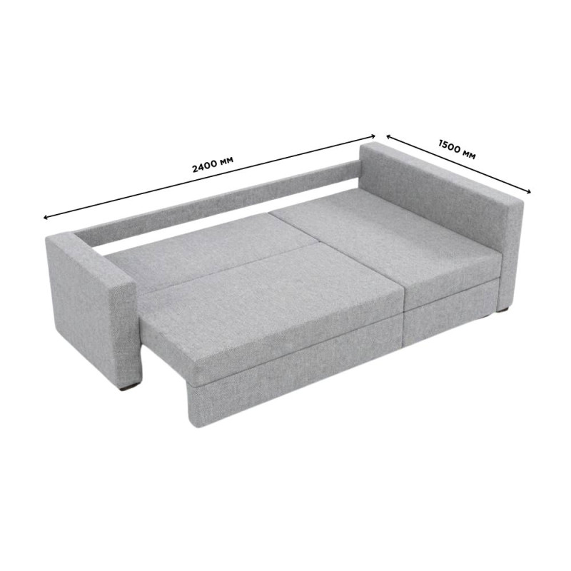 Кутовий ортопедичний диван Мекко Lincoln 2400*1500 Bonel Standart Hard Plus III категорія Austin 18 Grey (MEK-161272)