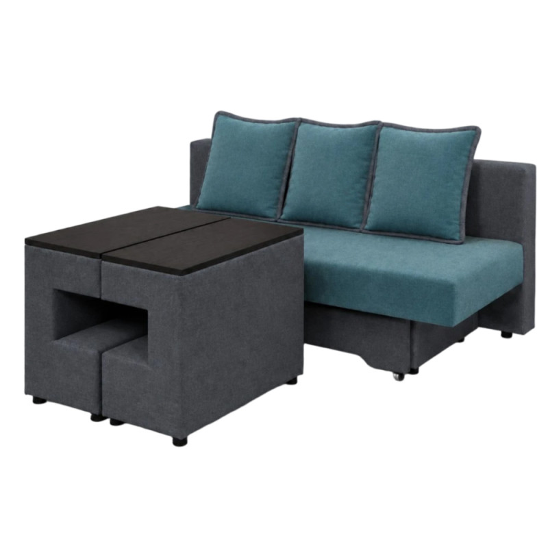 Ортопедический диван-трансформер Мекко Original 2250*960 мм Bonel Standart Hard Plus IV категорія Bestseller Teal/Cool Grey (MEK-161252)
