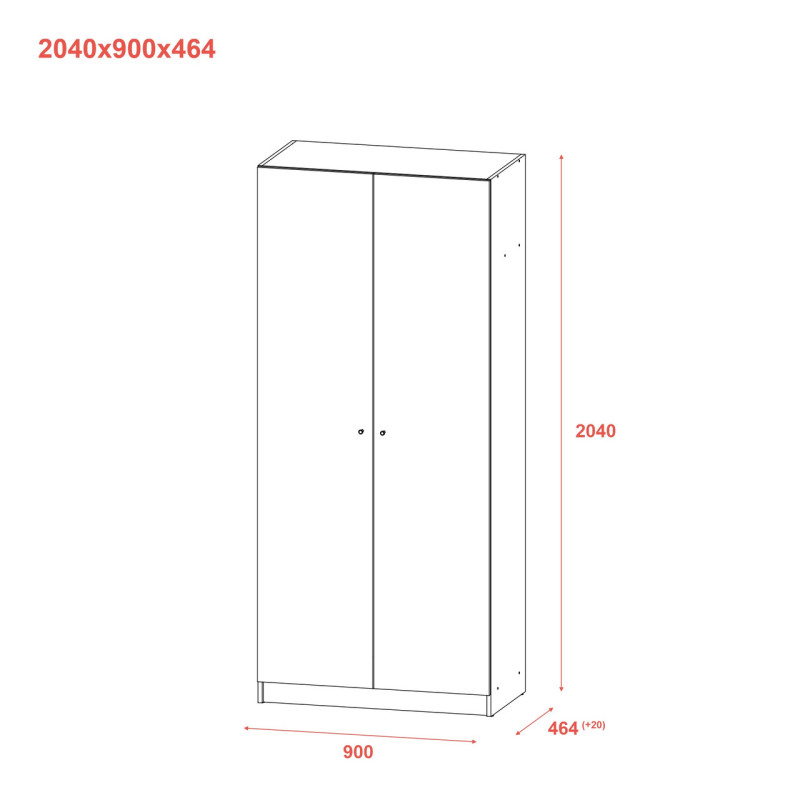 Шкаф для одежды Doros Промо Антрацит 2 ДСП 90х48х204 (44900523) (DRS-012158)