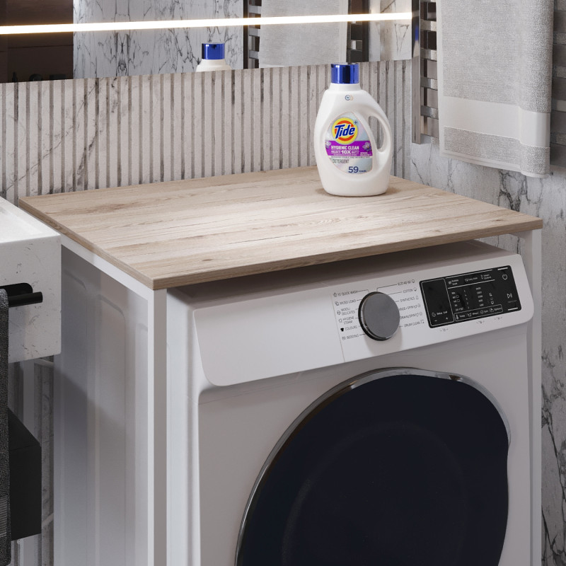 Стелаж-полиця Бафрум 401 Ferrum-decor для пральної машини 90x70,5x60,5 Білий метал ДСП Дуб Сан-Марино 16 мм (FRD-107359)