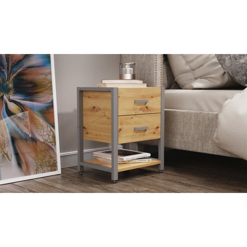 Тумба універсальна Ferrum-decor Вів'єн 2/1 50x41x40 сірий ДСП Дуб Артизан 16 мм (FRD-106869)