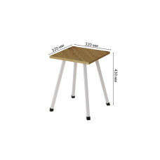 Табурет Ferrum-decor 430x320x320 Білий метал ДСП Дуб Артизан 16 мм (FRD-106919)